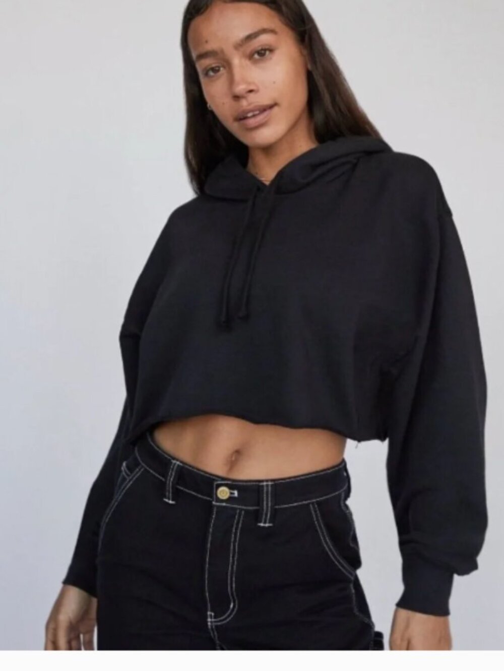 The Group Babaton Black Cropped Hoodie XXS